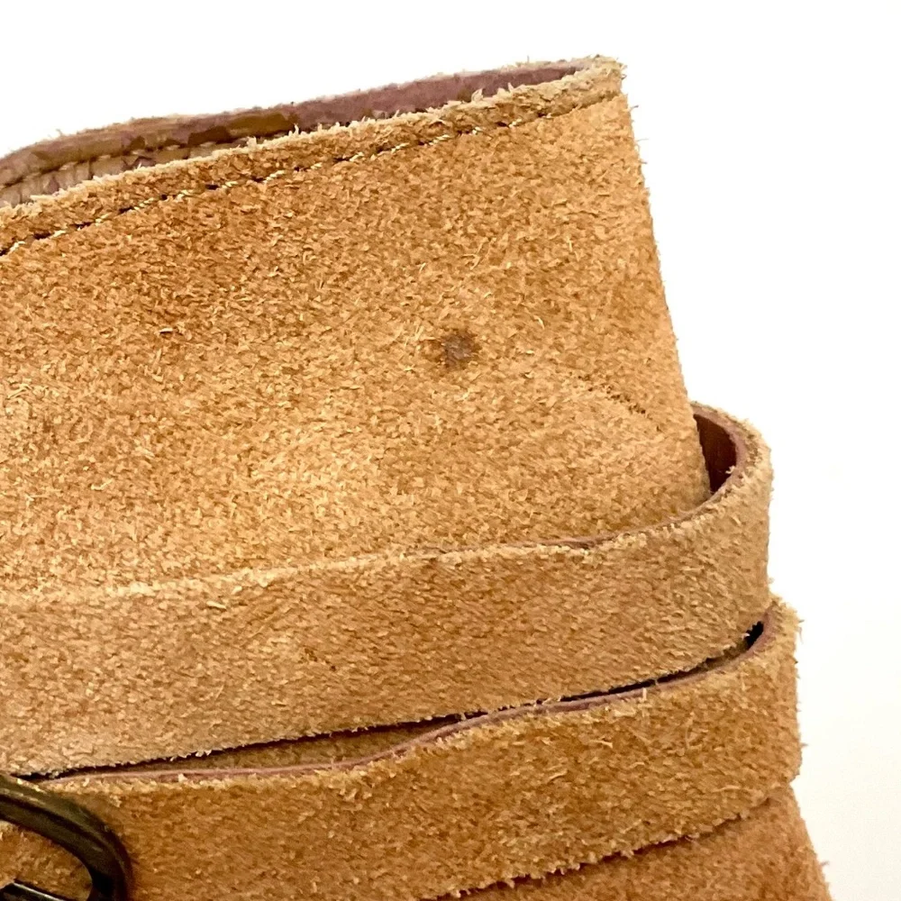 BJORNDAL AMY Fur Lined Brown Zip Up Ankle Wedge Suede Winter Booties Size 9 - Picture 12 of 16